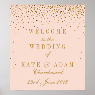 Blush Pink & Glam Gold Confetti Wedding Welcome Poster