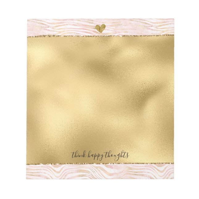 Blush Pink Glam Gold Zebra Print Notepad (Front)