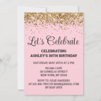 Blush Pink Glitter 30th Birthday Let's Celebrate