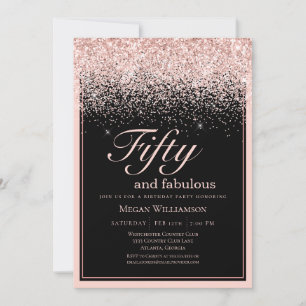 Blush Pink Glitter 50 and Fabulous Birthday Invitation