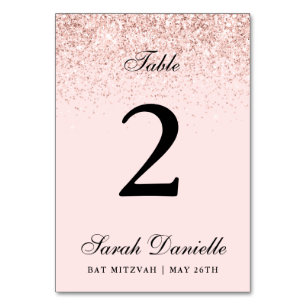 Blush Pink Glitter Confetti Personalised Table Num Number