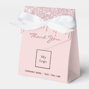 Blush pink glitter drips business logo favour box