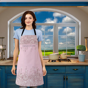 Blush pink glitter drips girly modern text apron