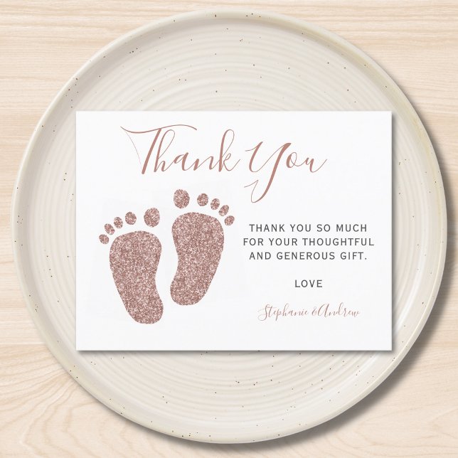 Blush Pink Glitter Feet Baby Shower Thank You  Postcard (Creator Uploaded)