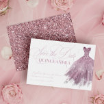 Blush Pink Glitter Feminine Dress Quinceanera Save The Date<br><div class="desc">Blush Pink Glitter Feminine Dress Quinceanera Save the Date</div>