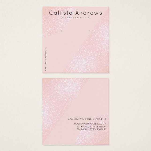 Blush Pink Glitter Geo Heart Earring Display (Front & Back)