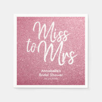 Blush Pink Glitter Glam Miss to Mrs Bridal Shower