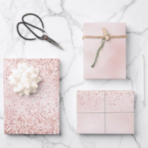 Blush Pink Glitter Glitz Wrapping Paper Sheet