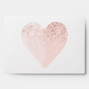 Blush Pink Glitter Heart Envelope