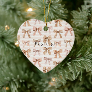 Blush Pink Glitter Hearts Love Ceramic Tree Decoration