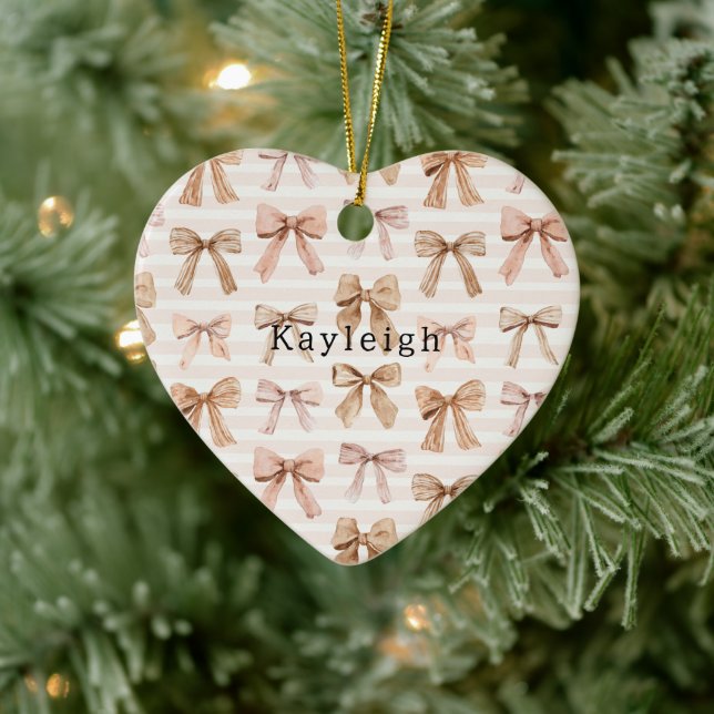 Blush Pink Glitter Hearts Love Ceramic Tree Decoration (Tree)