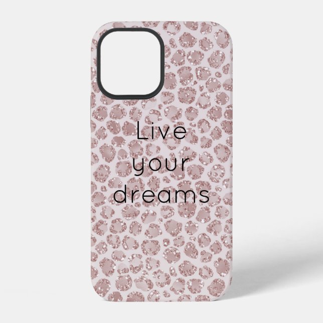 Blush Pink Glitter Leopard Print         iPhone Case (Back)