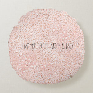 Blush Pink Glitter Leopard Print       Round Cushion