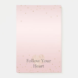 Blush Pink Glitter Love Gold Confetti Heart Post-it Notes
