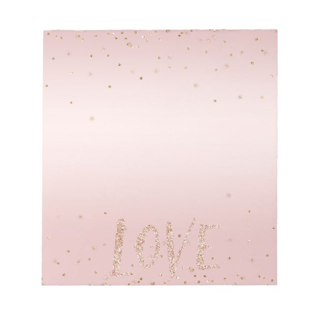 Blush Pink Glitter Love Gold Confetti        Notepad (Front)