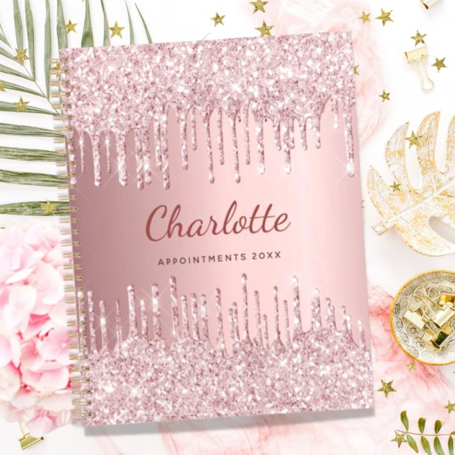 Blush pink glitter monogram name luxury 2021 planner (Creator Uploaded)