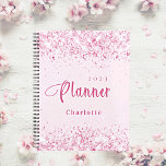 Blush pink glitter name appointment 2024 planner<br><div class="desc">Blush pink background,  faux glitter dust.  Personalise and add a year and name.  Pink letters.</div>