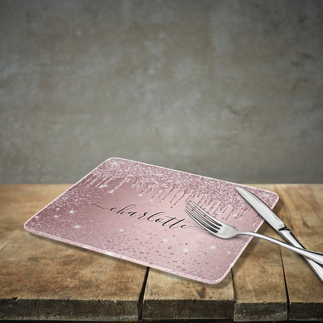 Blush pink glitter name script cutting board (Creator Uploaded)