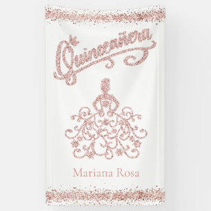 Blush Pink Glitter Quinceañera Dress Banner