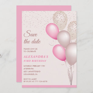 Blush Pink Glitter Save the date 83rd birthday Invitation