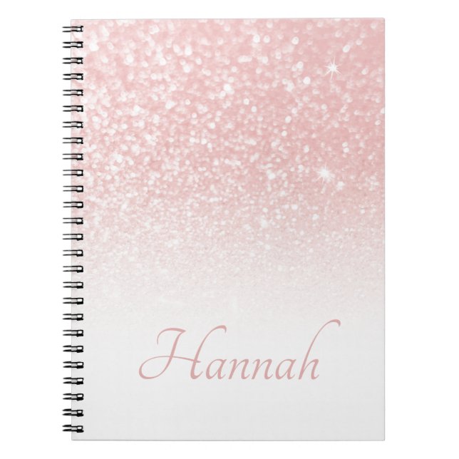 Blush Pink Glitter White Ombre Notebook (Front)