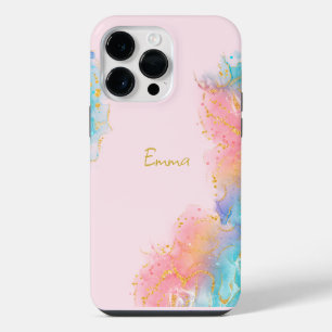 Blush Pink Gold Abstract iPhone 14 Pro Max case