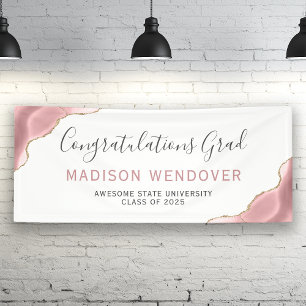 Blush Pink Gold Agate Congratulations Graduation Banner
