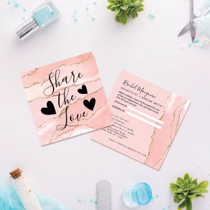 Blush Pink Gold Agate Marble Referral Card