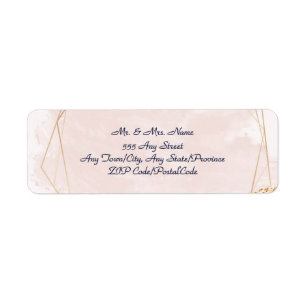 Blush Pink, Gold and Navy, Wedding Return Address