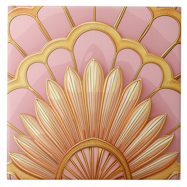 Blush Pink Gold Art Deco Tile (Front)