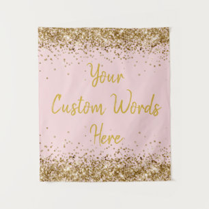 Blush Pink Gold Backdrop Birthday Party Photobooth Tapestry