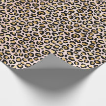 Blush Pink Gold Black Leopard Print