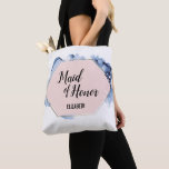 Blush Pink Gold Blue Watercolor Maid of honour Tote Bag<br><div class="desc">Give a thoughtful and stylish gift to your maid of honour with our Personalised Tote Bag featuring a Watercolor and Alcohol Ink Design. This tote bag is not just a practical accessory for carrying essentials; it's a special keepsake that beautifully acknowledges the important role your friend plays in your wedding....</div>