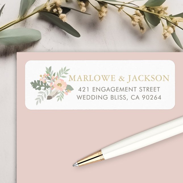 Blush Pink Gold Boho Floral Wedding Address (Creator Uploaded)