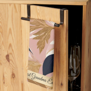 Blush Pink Gold Boho Leaves Modern Collection Tea Towel