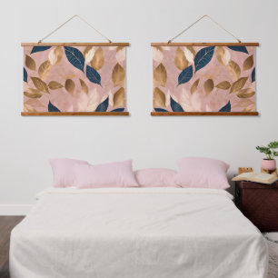 Blush Pink Gold Boho Leaves Popular Collection Hanging Tapestry