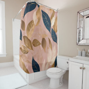 Blush Pink Gold Boho Leaves Popular Collection Shower Curtain