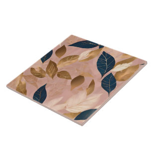 Blush Pink Gold Boho Leaves Popular Collection Tile