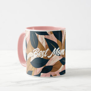 Blush Pink Gold Boho Leaves Trendy Collection Mug