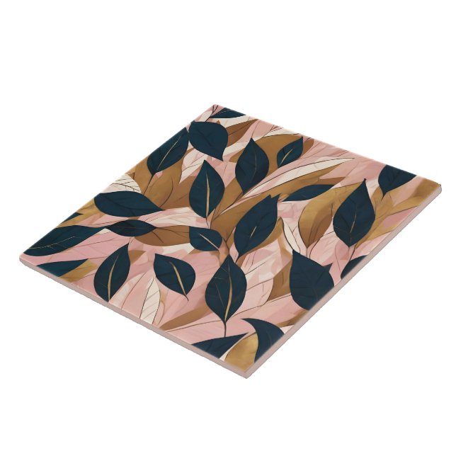Blush Pink Gold Boho Leaves Trendy Collection Tile (Side)