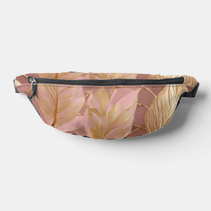 Blush Pink Gold Boho Modern Leaves Collection Bum Bags