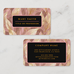 Blush Pink Gold Boho Modern Leaves Collection Business Card