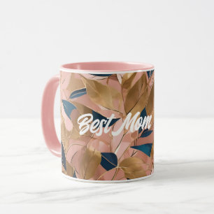 Blush Pink Gold Boho Popular Leaves Collection Mug