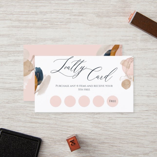 Blush Pink & Gold Business Loyalty Card (Front/Back In Situ)