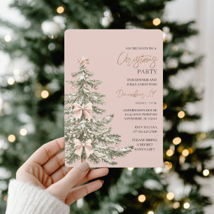 Blush Pink & Gold Christmas Party Invitation