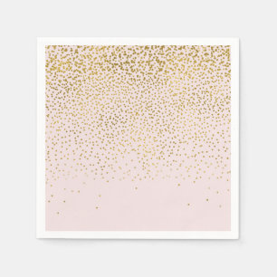 Blush Pink & Gold Confetti Modern Engagement Party Napkin