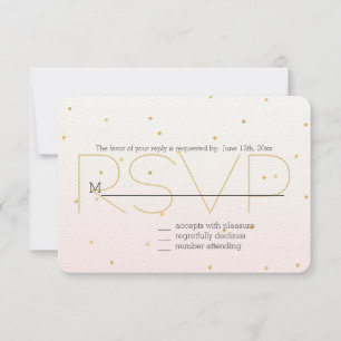 Blush Pink Gold Confetti Sparkle Ombre RSVP Card