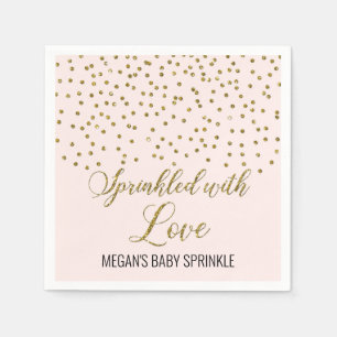 Blush Pink Gold Confetti Sprinkled with Love Napkin