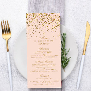 Blush Pink & Gold Confetti Wedding Menu