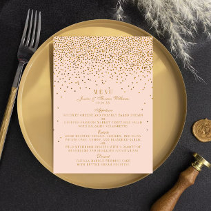 Blush Pink & Gold Confetti Wedding Menu